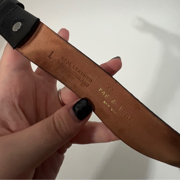 Rag & Bone Boyfriend Leather Belt in Black with Silver Hardware Women’s Sz L - Picture 4 of 7